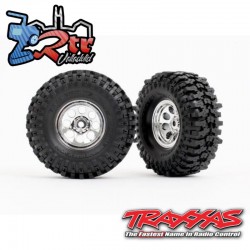 Neumáticos ensamblados Cromadas satinadas de 1,0", neumáticos Mickey Thompson® Baja Pro™ Xs de 2,4x1,0" Traxxas TRA9873