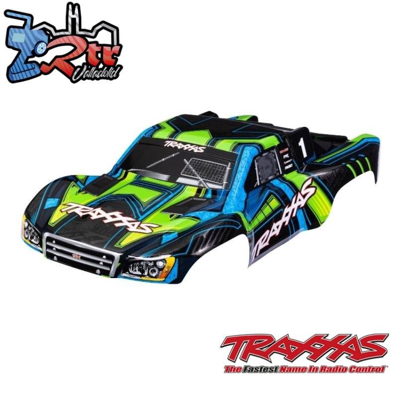 Carrocería, Slash® 4x4, ProGraphix® verde y azul para montaje sin clipTraxxas TRA6844-GRN