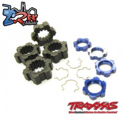 Cubos de ruedas y tuercas Traxxas Hexagonales azules 4 Und 7756,7758