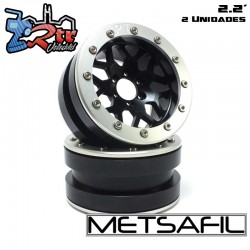 Llantas Metsafil 2.2 beadlock PT-Mesh Negro/Plata (2 Unidades)