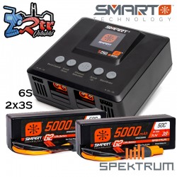 Combo Spektrum SMART LiPo 6S 5000mAh G2 50C 11.0V 3S x 2 Caja Dura IC5