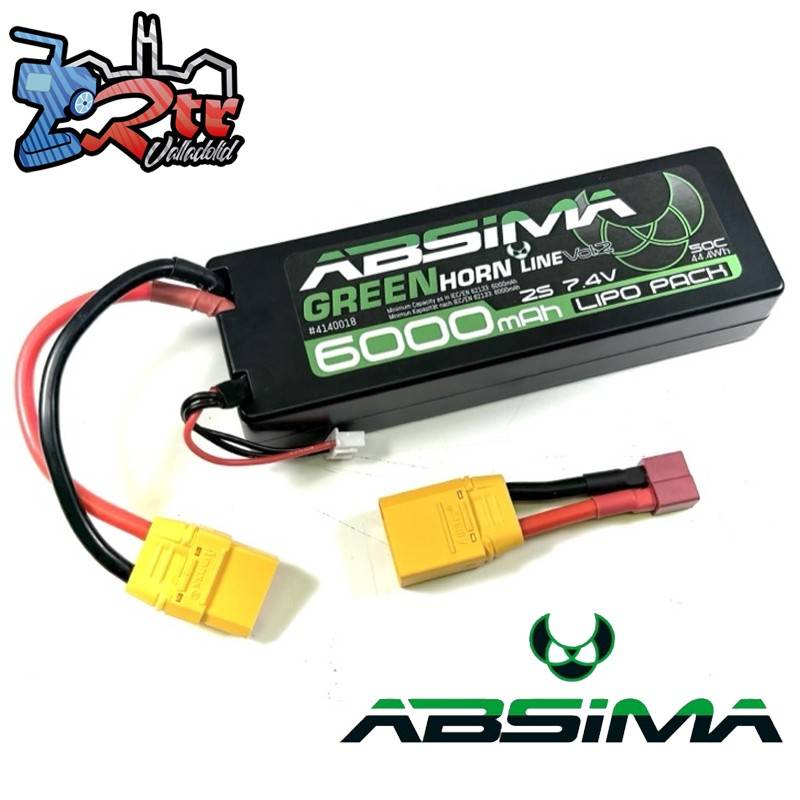 Batería Absima Lipo 600 Mah Greenhorn Vol.2 2s 7.4 Volts HC XT90/TPlug Estuche duro