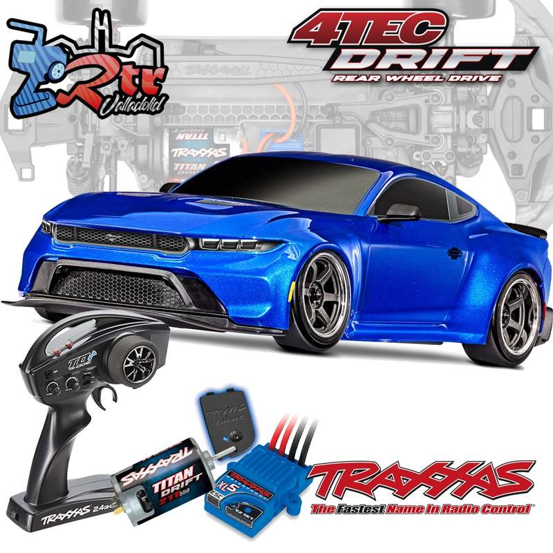 Traxxas 4-Tec 2024 Ford Mustang Drift Car Azul Escala 1/10 2Wd Escobillas