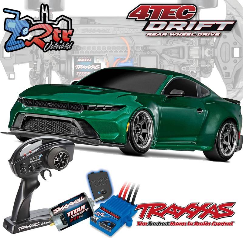 Traxxas 4-Tec 2024 Ford Mustang Drift Car Verde Escala 1/10 2Wd Escobillas