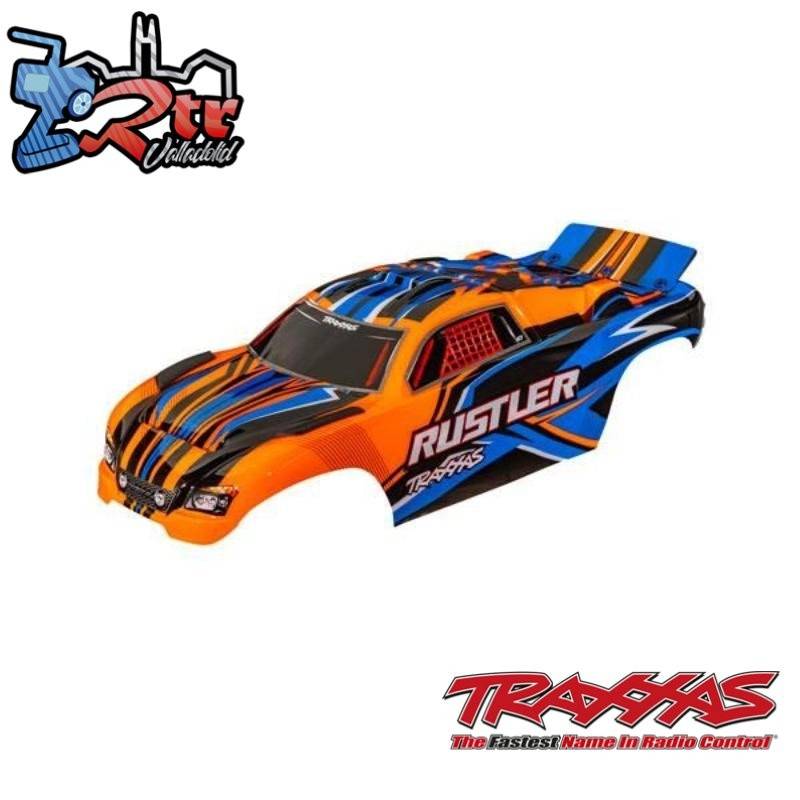 Carrocería TRAXXAS Rustler® sin clip Naranja, pintado pegatinas aplicadas TRA3734-ORNG